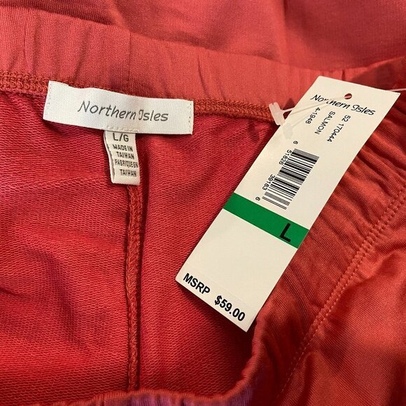 NORTHERN ISLES Women's Salmon Pink Elastic Waist Pants - Size Large - NWT $59 - Picture 5 of 5